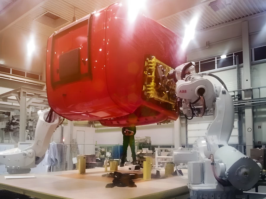 Part of Scania's final assembly „Tilt line"