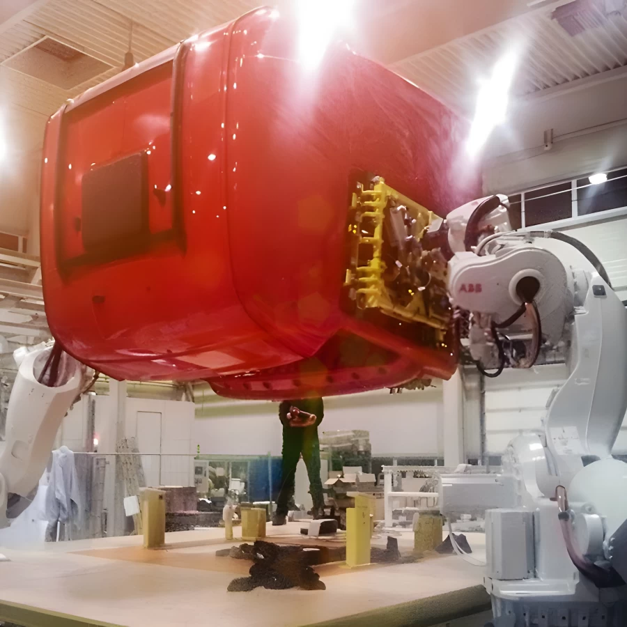 Part of Scania's final assembly „Tilt line"
