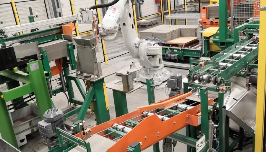 Automatisierte Palettieranlage für Faserzementplatten