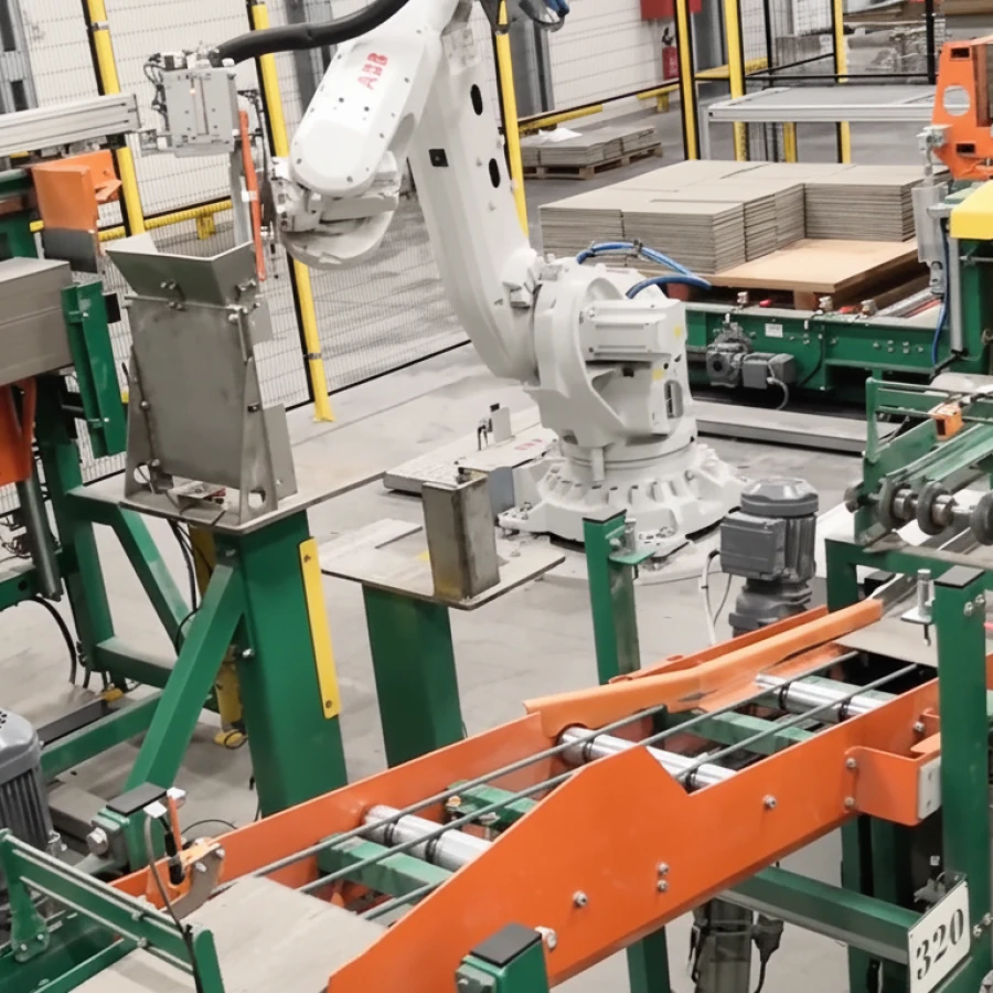 Automatisierte Palettieranlage für Faserzementplatten